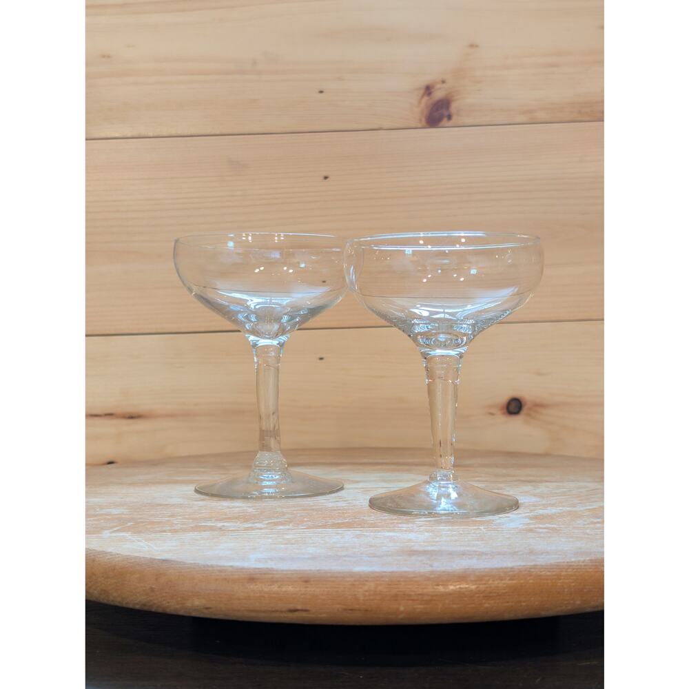2 Art Deco Style Classic Vintage Coupe Champagne Martini or Cocktail Glasses